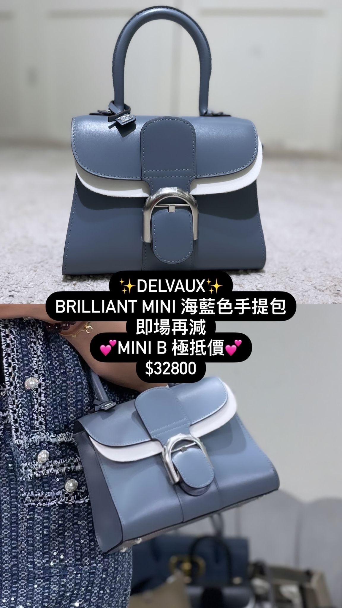 Delvaux Brillant Mini 海蓝色手提包 -M