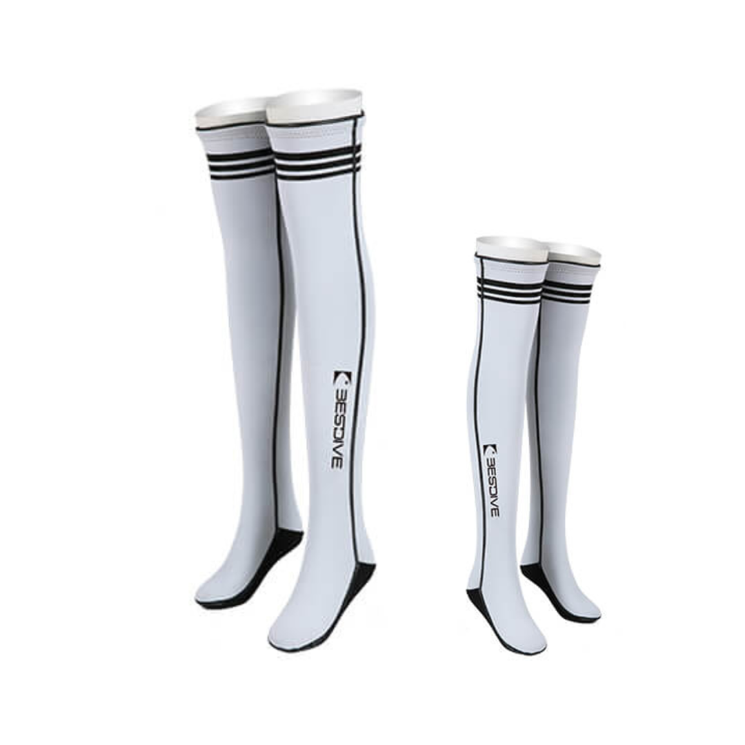 ▲現貨-Bestdive 2mm 超彈布面長筒潛水襪-白色 2026