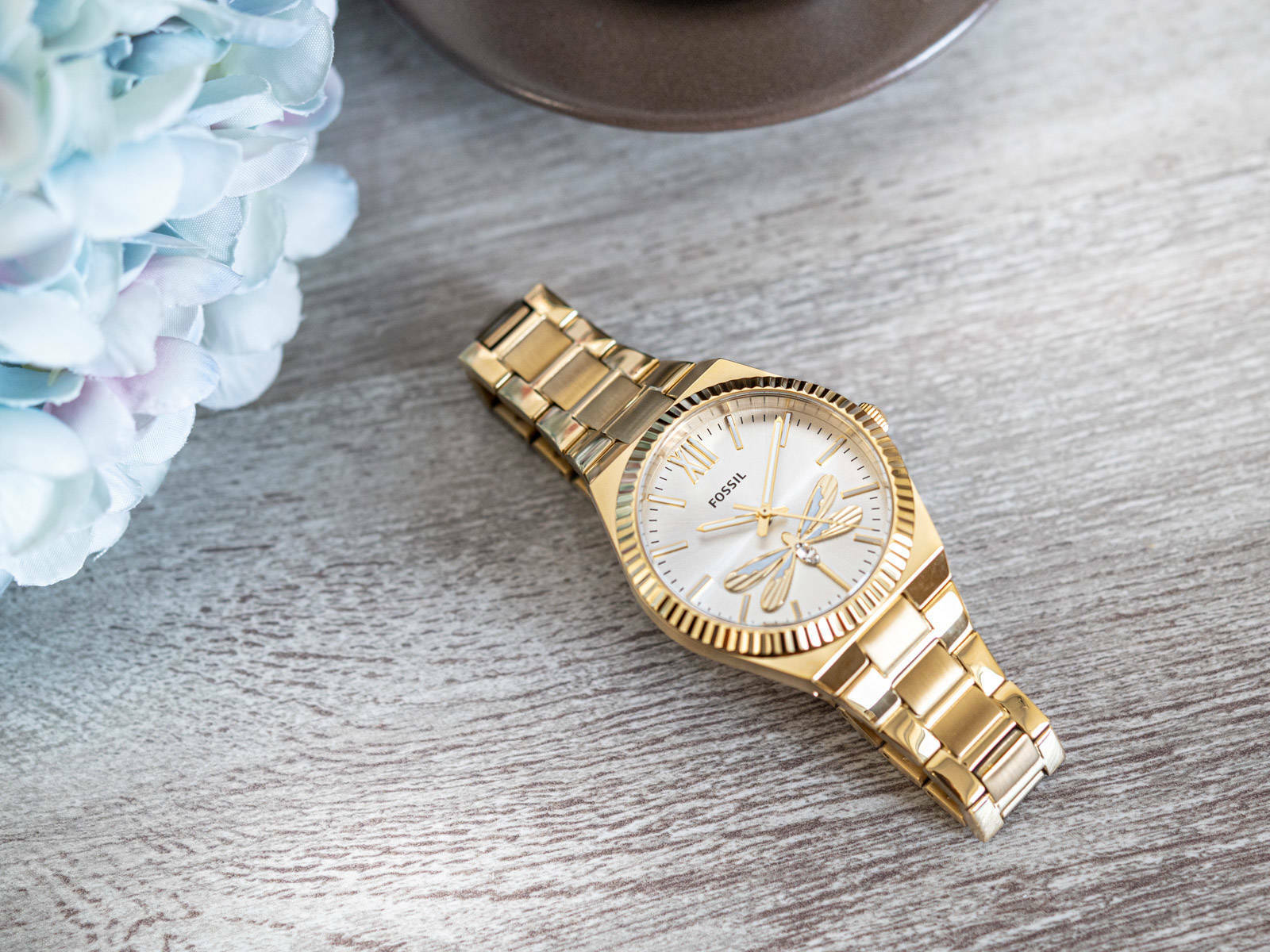 萬年鐘錶 - Fossil  Scarlette 復古時尚大三針蜻蜓女錶 ES5262  錶徑38MM