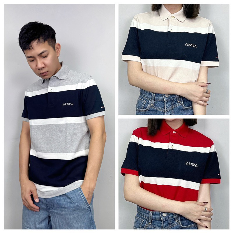 Tommy Hilfiger 小字母 橫條紋 Polo衫 短袖上衣