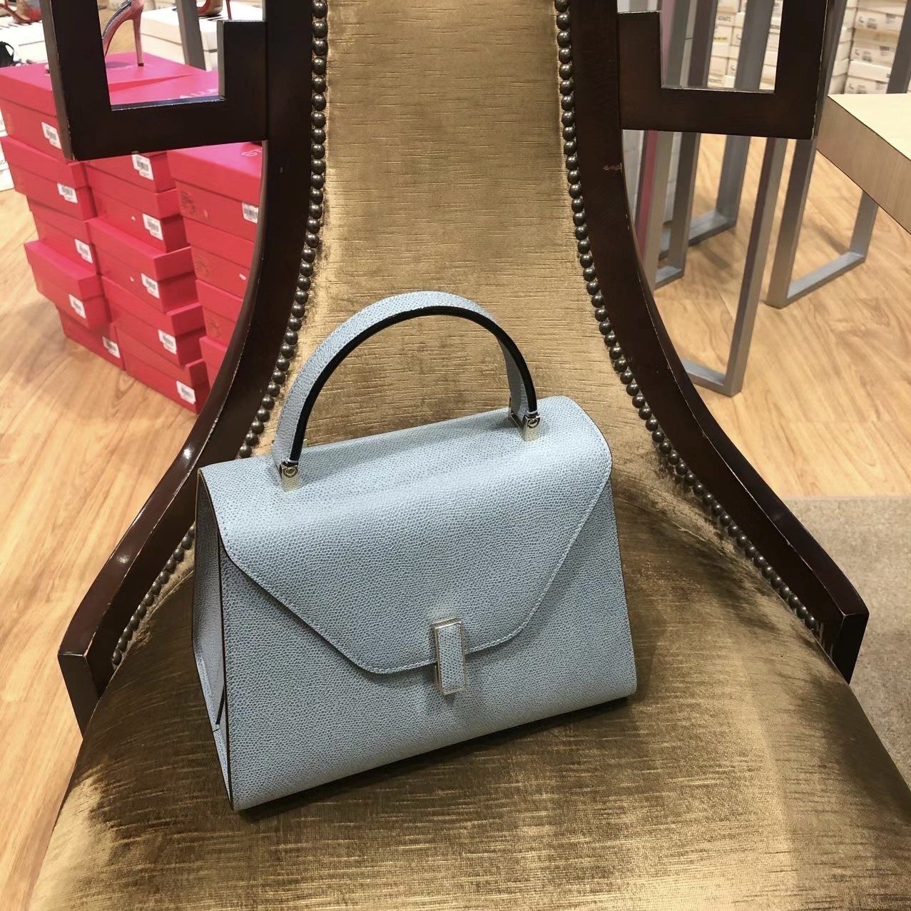 Valextra mini Iside 藍灰色 m