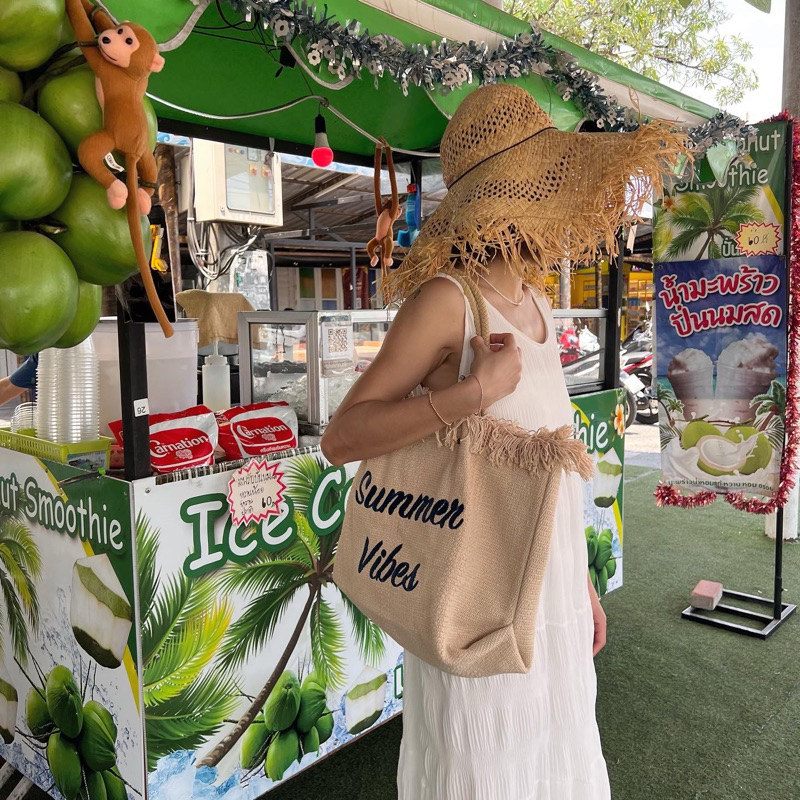 Summer Vibes刺繡海灘肩背包/三色