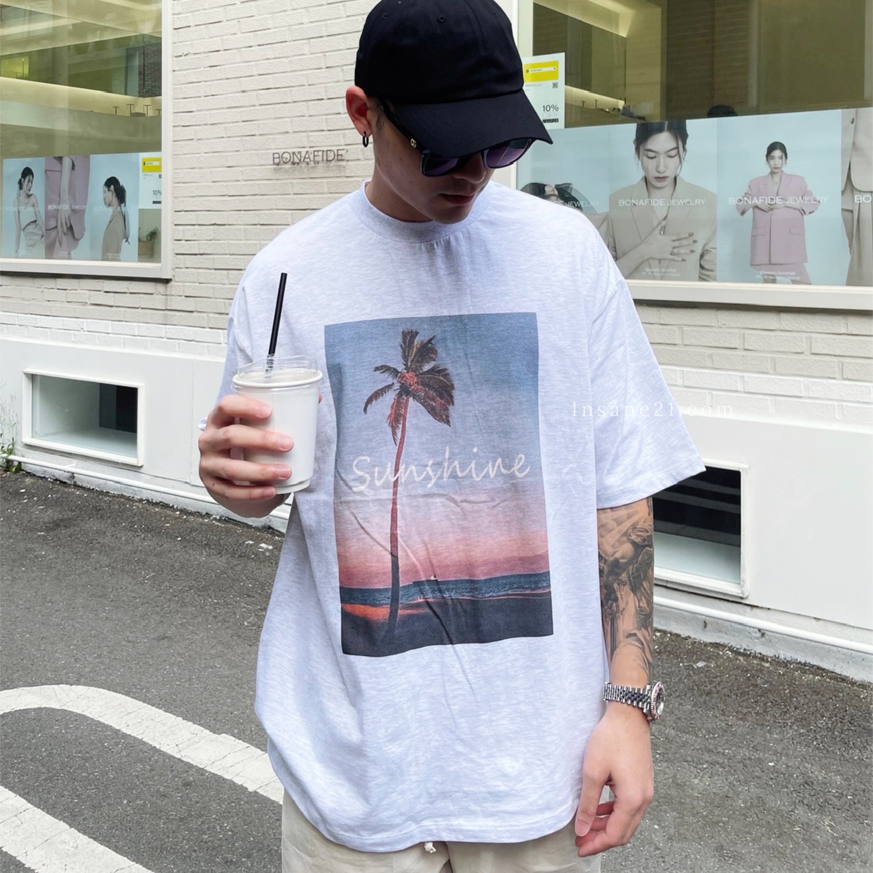 海景照片短踢 麻灰//白