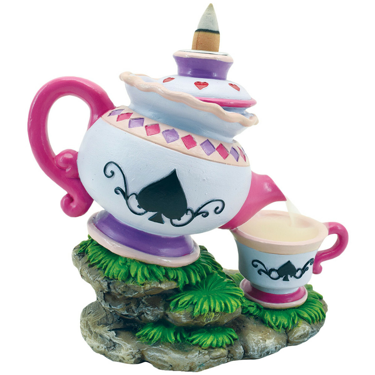 TEAPOT BACKFLOW POLYRESIN INCENSE BURNER 5.25"