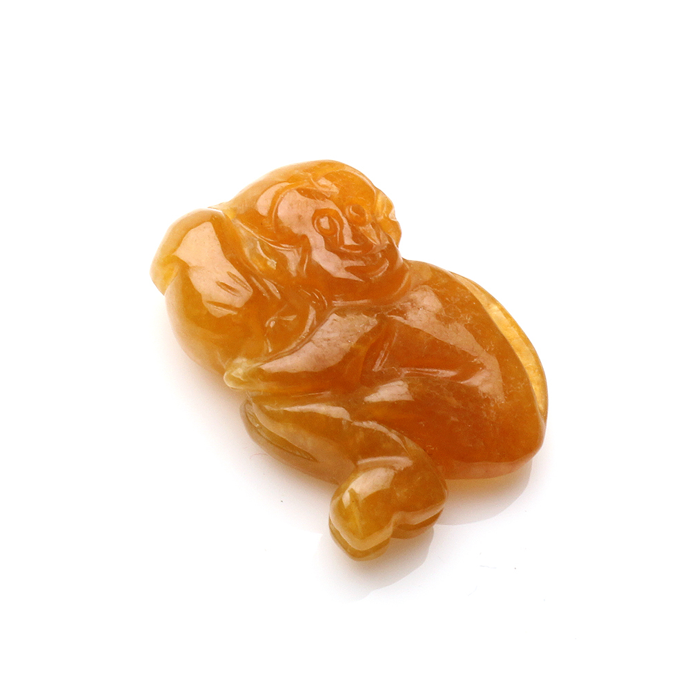 【雅紅珠寶】天然黃翡翠玉項鍊-十二生肖-猴-金猴彩頭-A0116