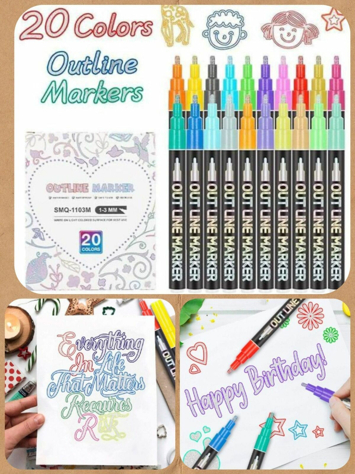 20色閃光金屬邊框MARKER (1盒20色)