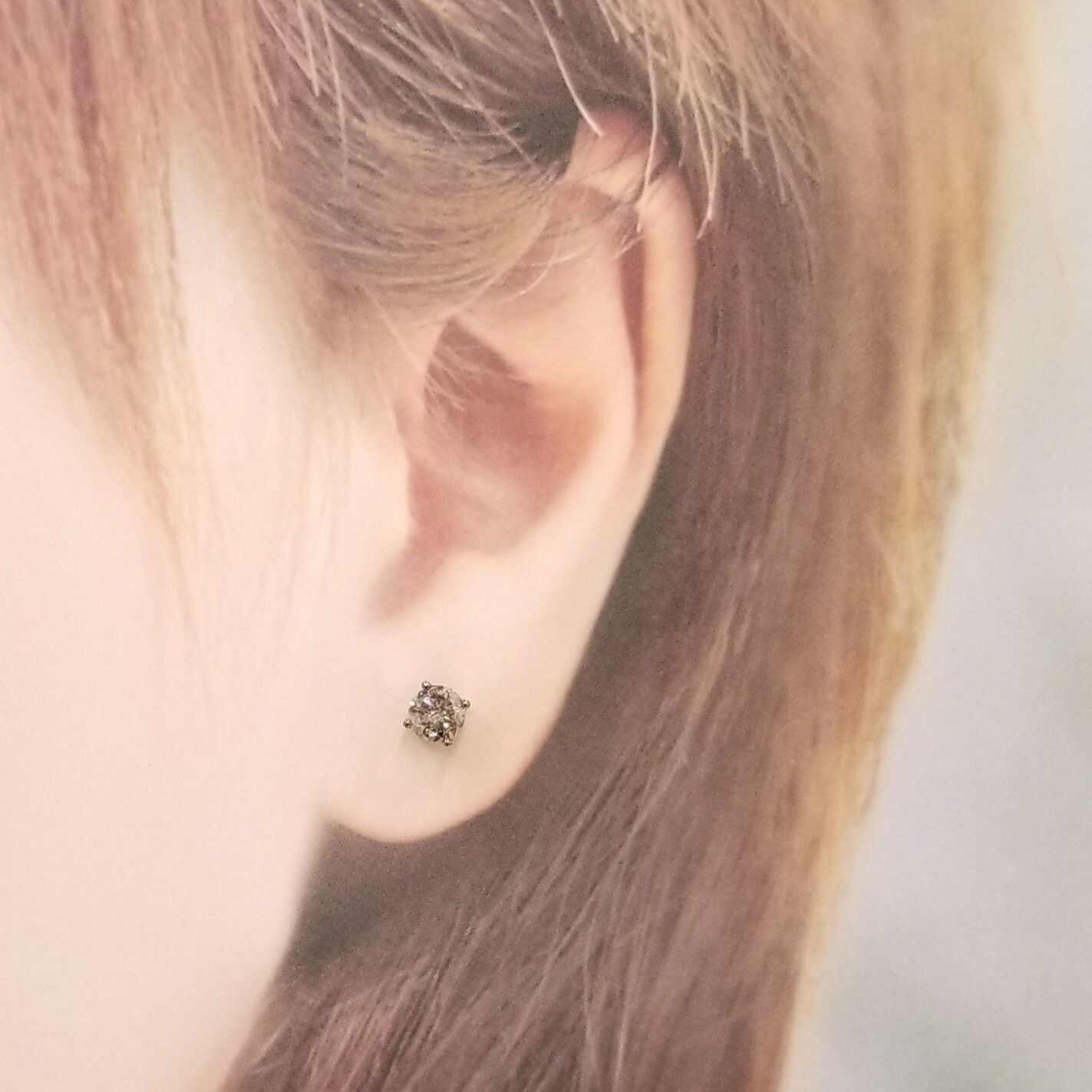 全新18K金【主石1卡15份香檳鑽】耳環