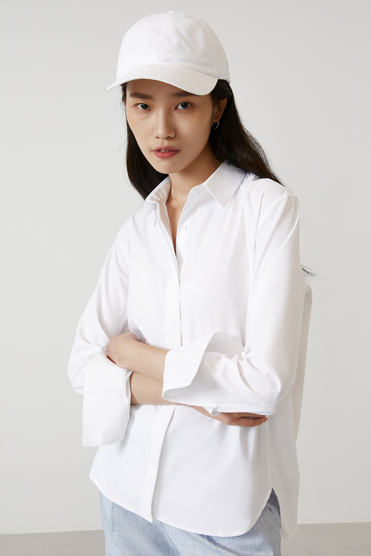 CLOUD 輕量長袖襯衫 女（雲白）