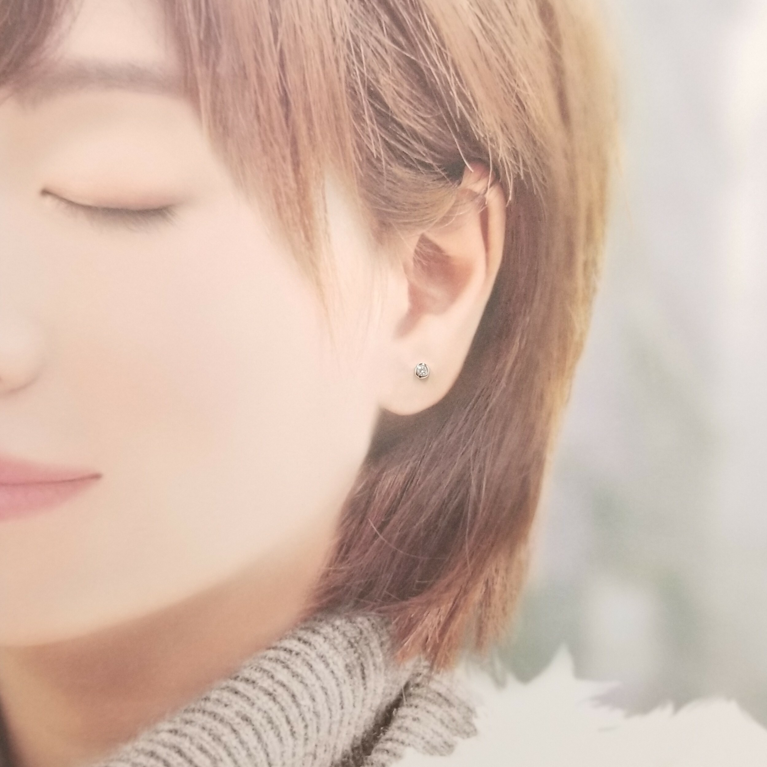 全新18K白金【主石15份鑽石】耳環