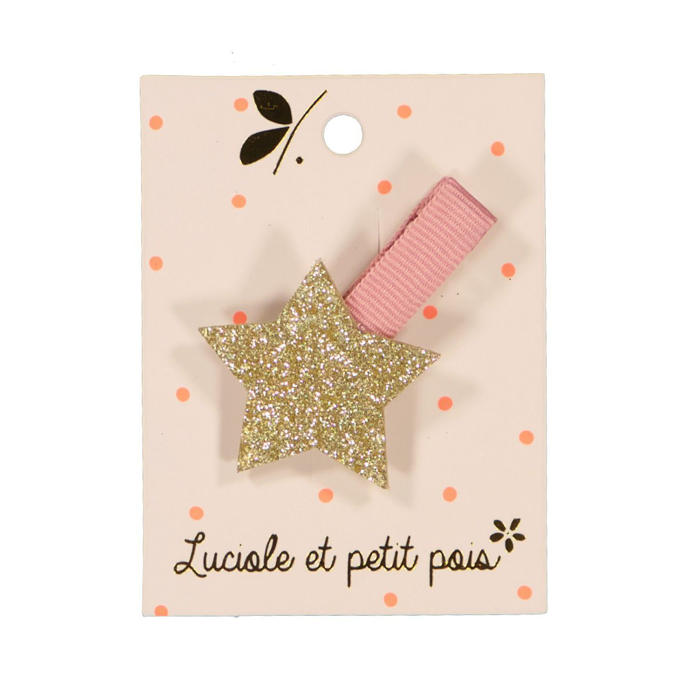 法國 Luciole et Petit Pois/ Mini star hair clip - Gold glitter
