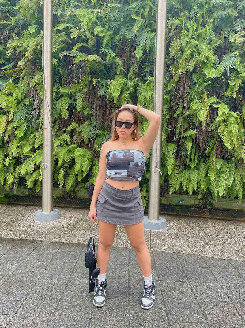 復古灰色工裝裙