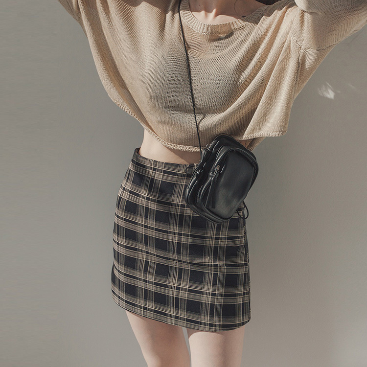 百搭格線短裙