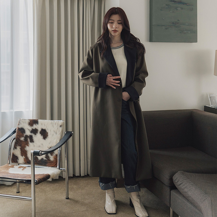 墊肩側釦西裝外套