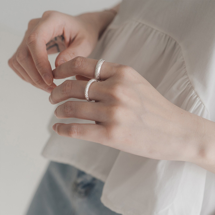 可調式霧銀手戒