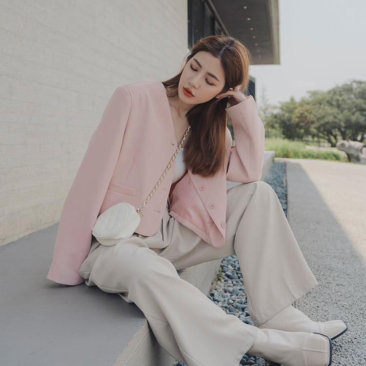 氣質V領排釦外套