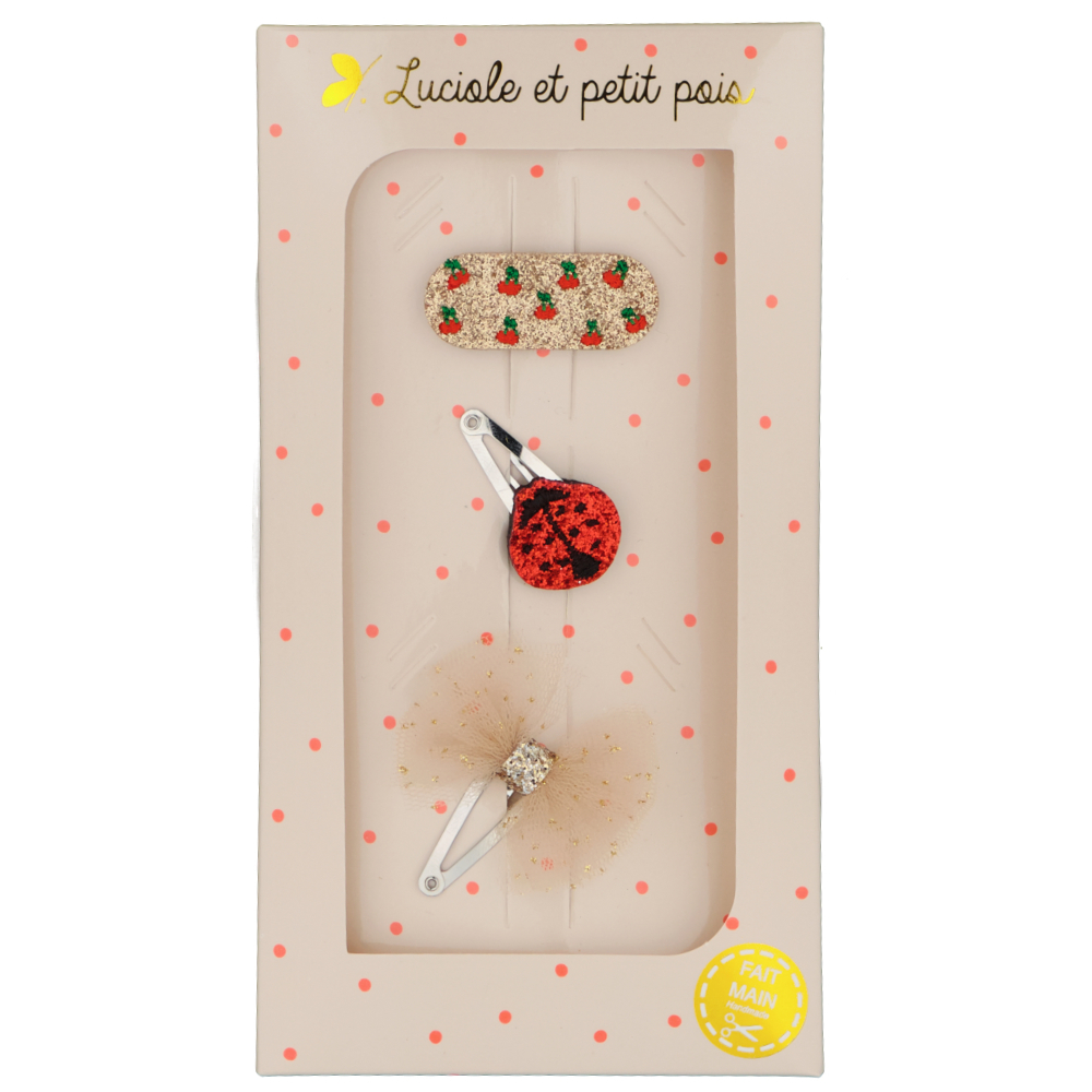 法國 Luciole et Petit Pois/ Gift box - 3 mini clips - Ladybug
