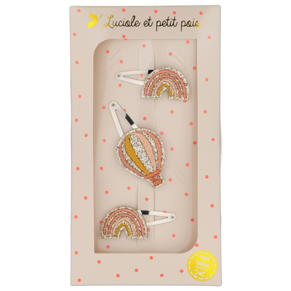 法國 Luciole et Petit Pois/ Gift box - Trios (x3) - Beige rainbows & Beige hot air balloon
