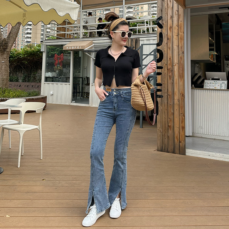 雙向拉鍊翻領上衣