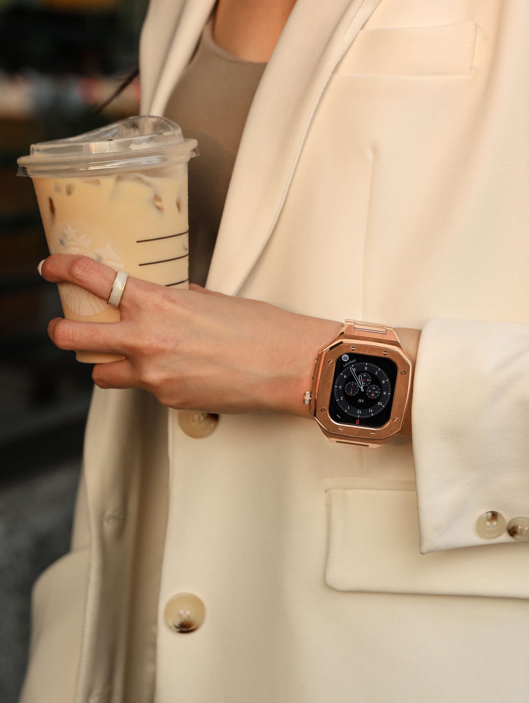 Apple Watch 不銹鋼錶殼 44mm - 玫瑰金色 Apple 錶殼 手錶保護殼 含錶帶 錶盒 一年保固