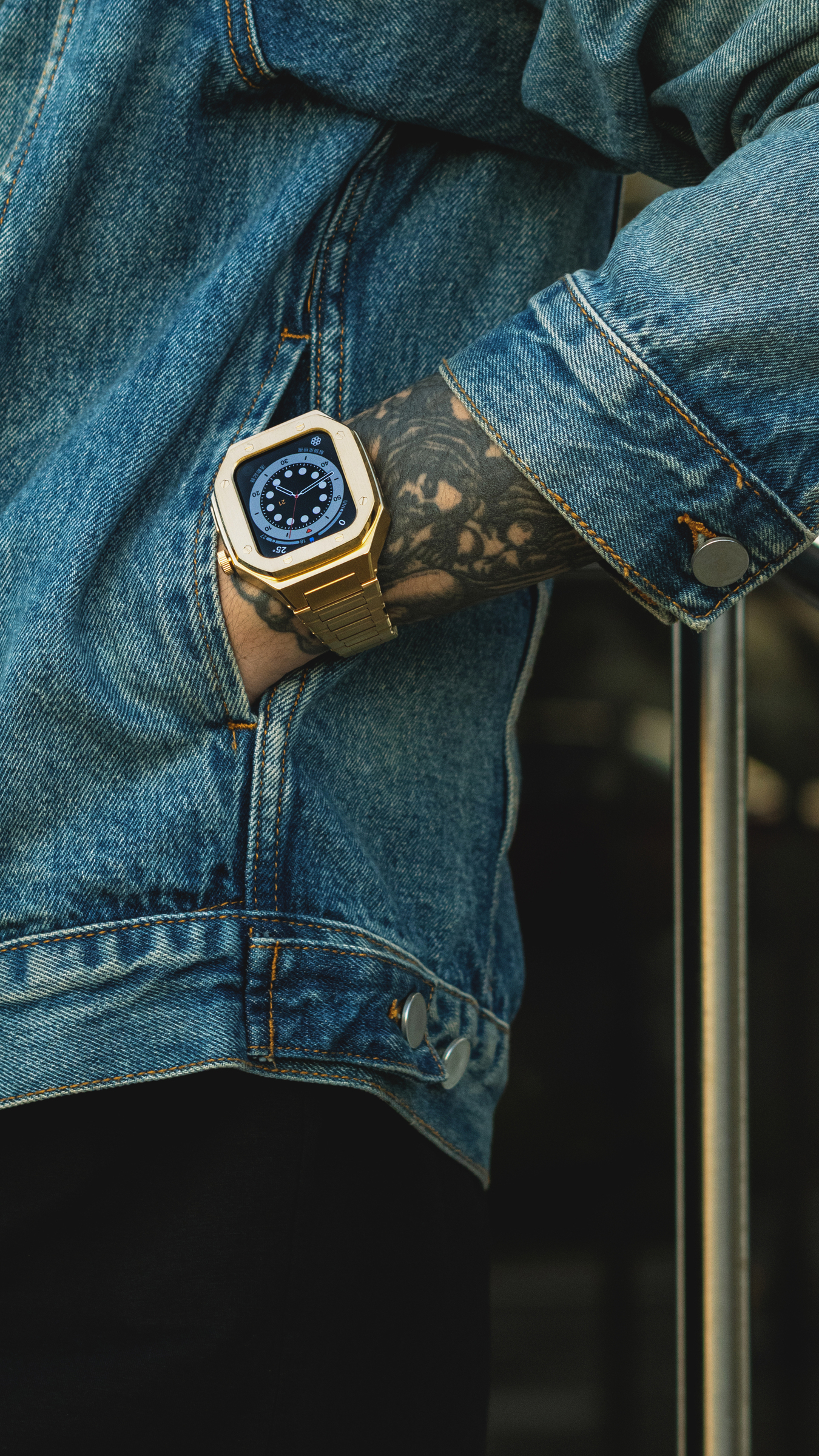 Apple Watch 不銹鋼錶殼 44mm - 金色 Apple 錶殼 手錶保護殼 含錶帶 錶盒 一年保固