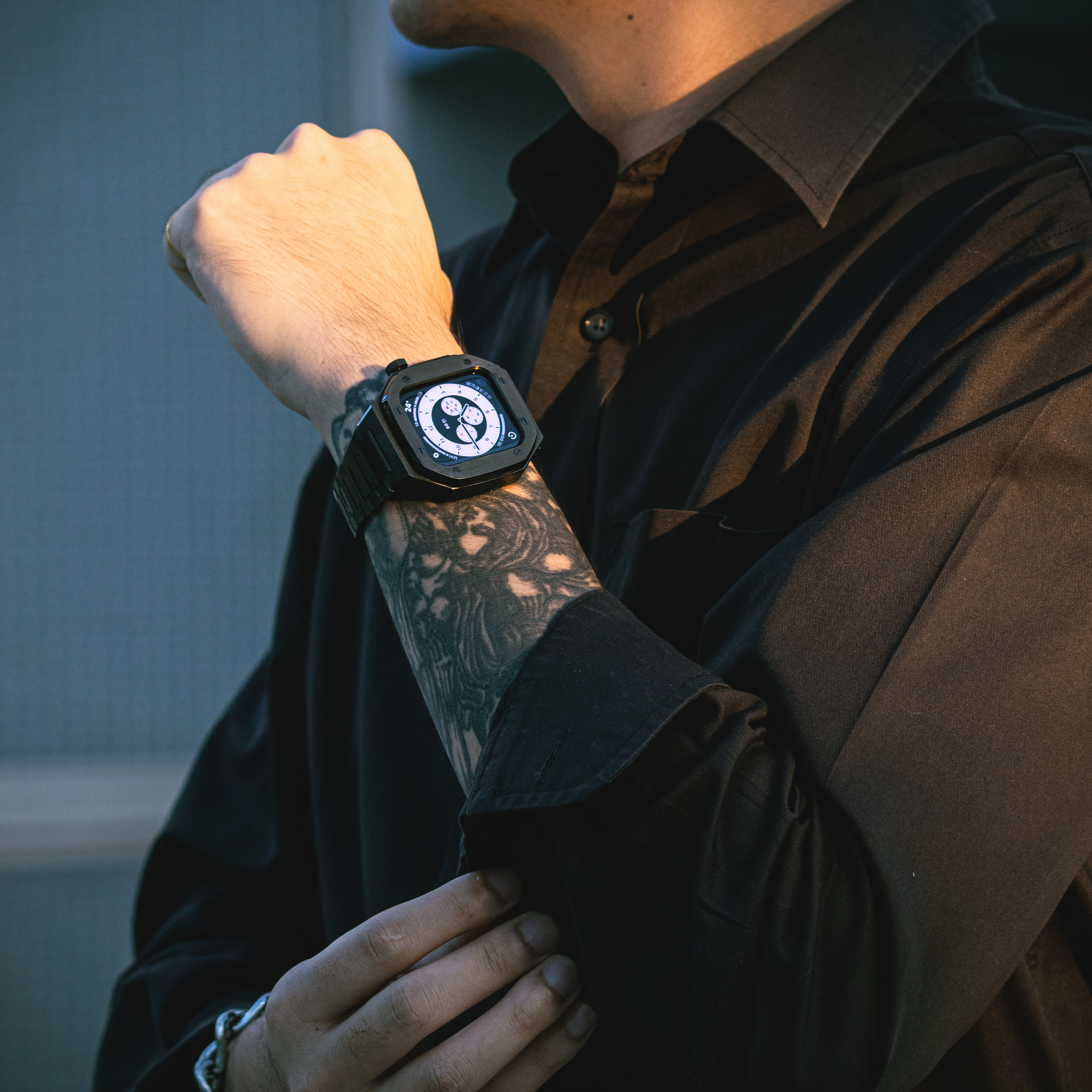 Apple Watch 不銹鋼錶殼 44mm - 黑色 Apple 錶殼 手錶保護殼 含錶帶 錶盒 一年保固