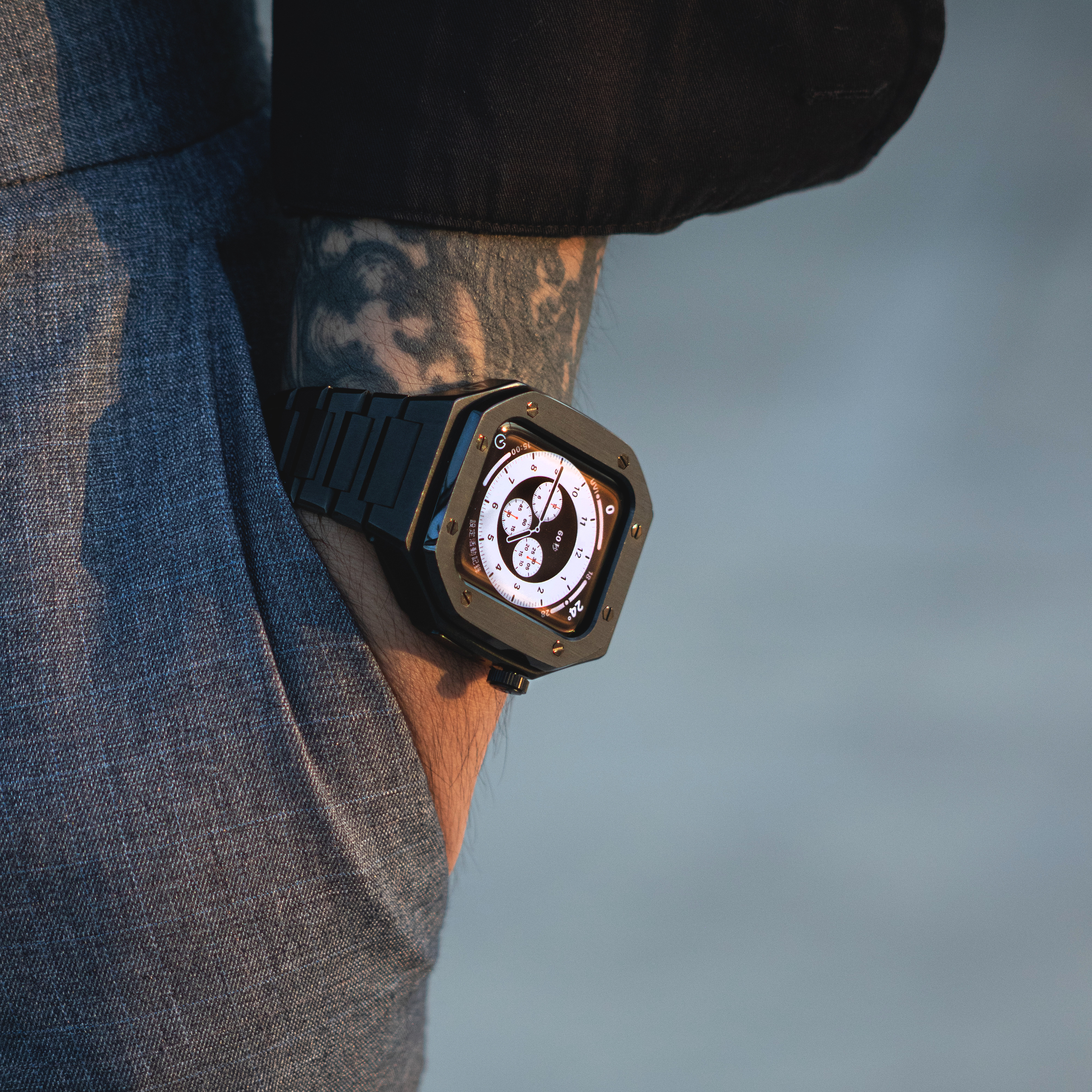 Apple Watch 不銹鋼錶殼 44mm - 黑色 Apple 錶殼 手錶保護殼 含錶帶 錶盒 一年保固