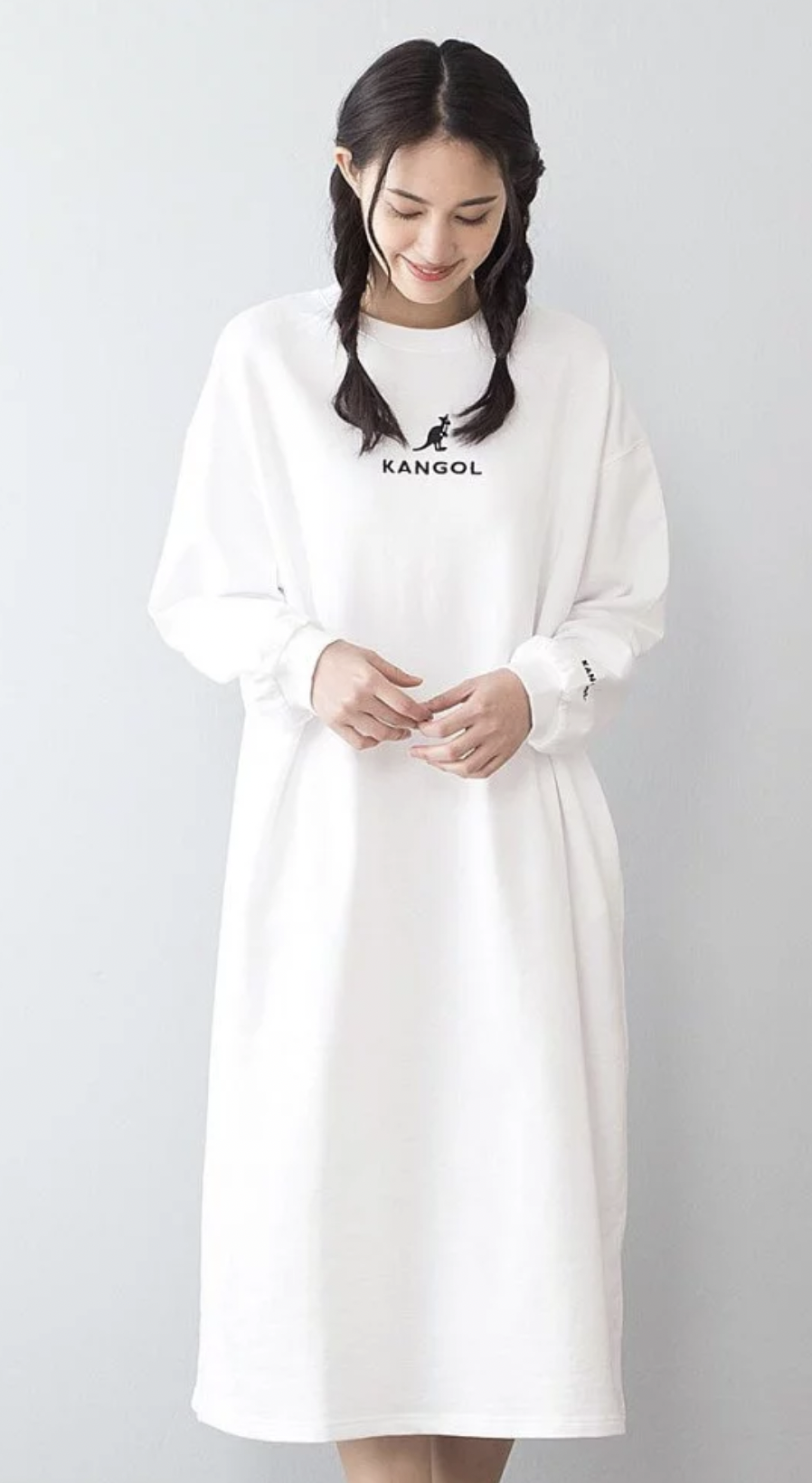 日版 KANGOL 刺繡LOGO長袖連身裙