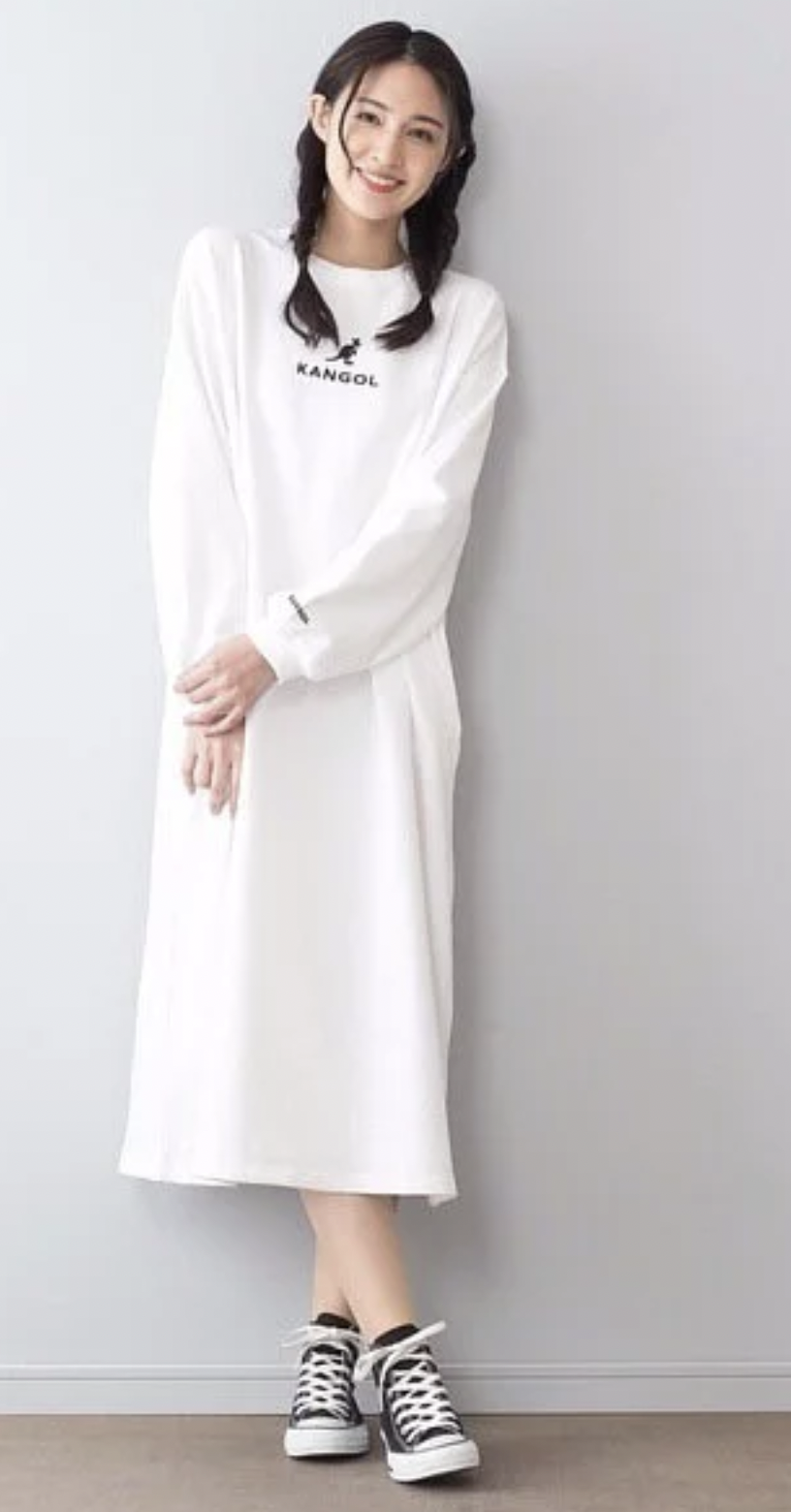 日版 KANGOL 刺繡LOGO長袖連身裙