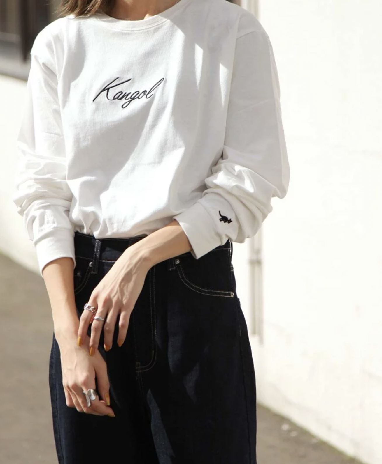 日版 KANGOL x ZIP FIVE 聯名長袖T恤 (UNISEX) - WHITE