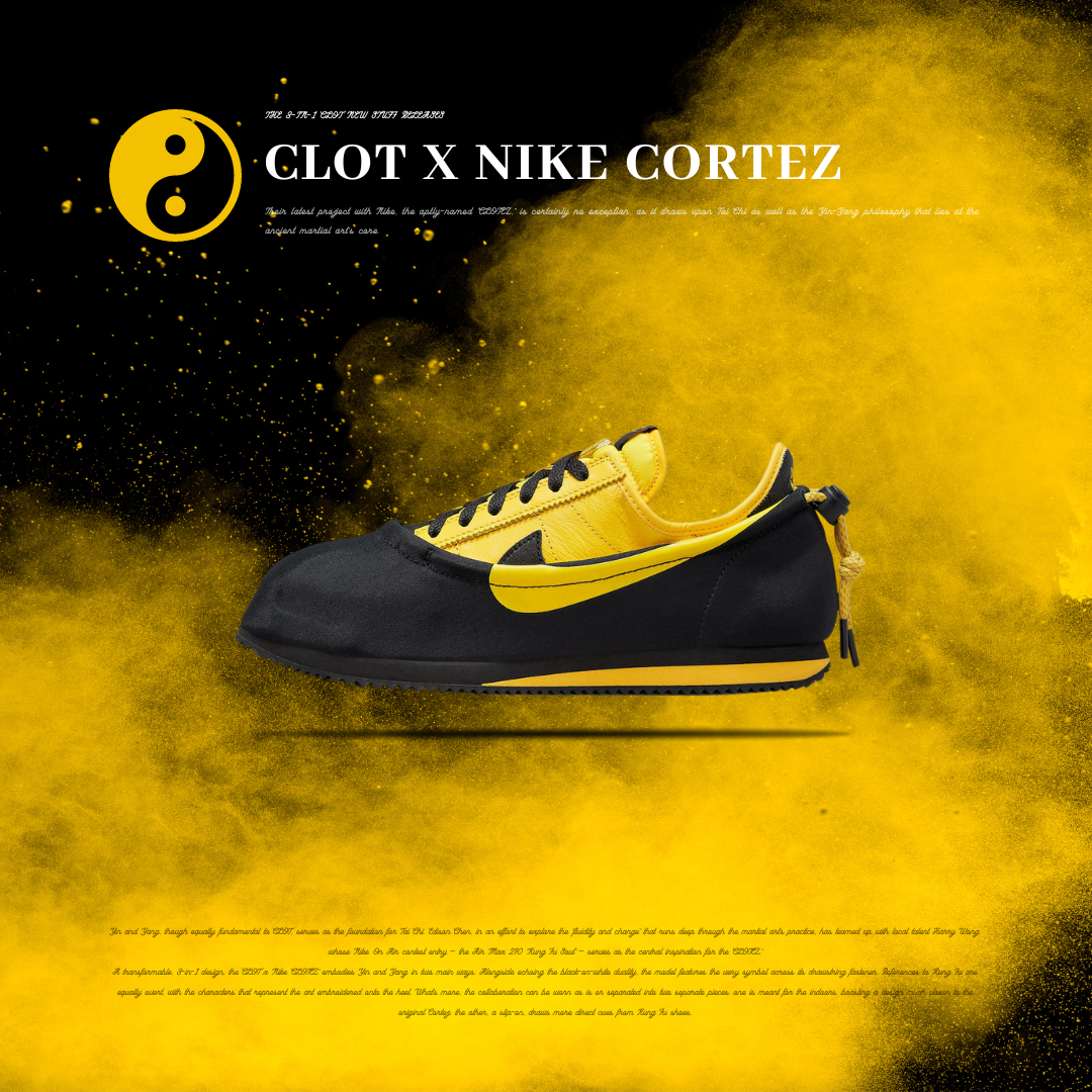 NICEDAY 代購 Clot x Nike Cortez 李小龍 黑黃 功夫鞋 聯名款 可拆式 阿甘鞋 DZ3239-001