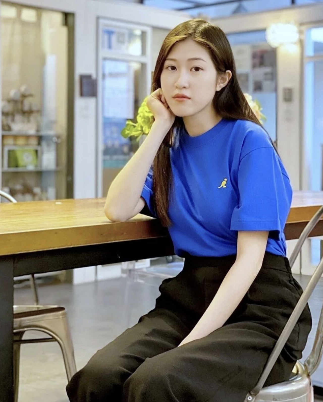 日版 KANGOL 80週年限定款 Embroidery Logo T-Shirt 皇家藍