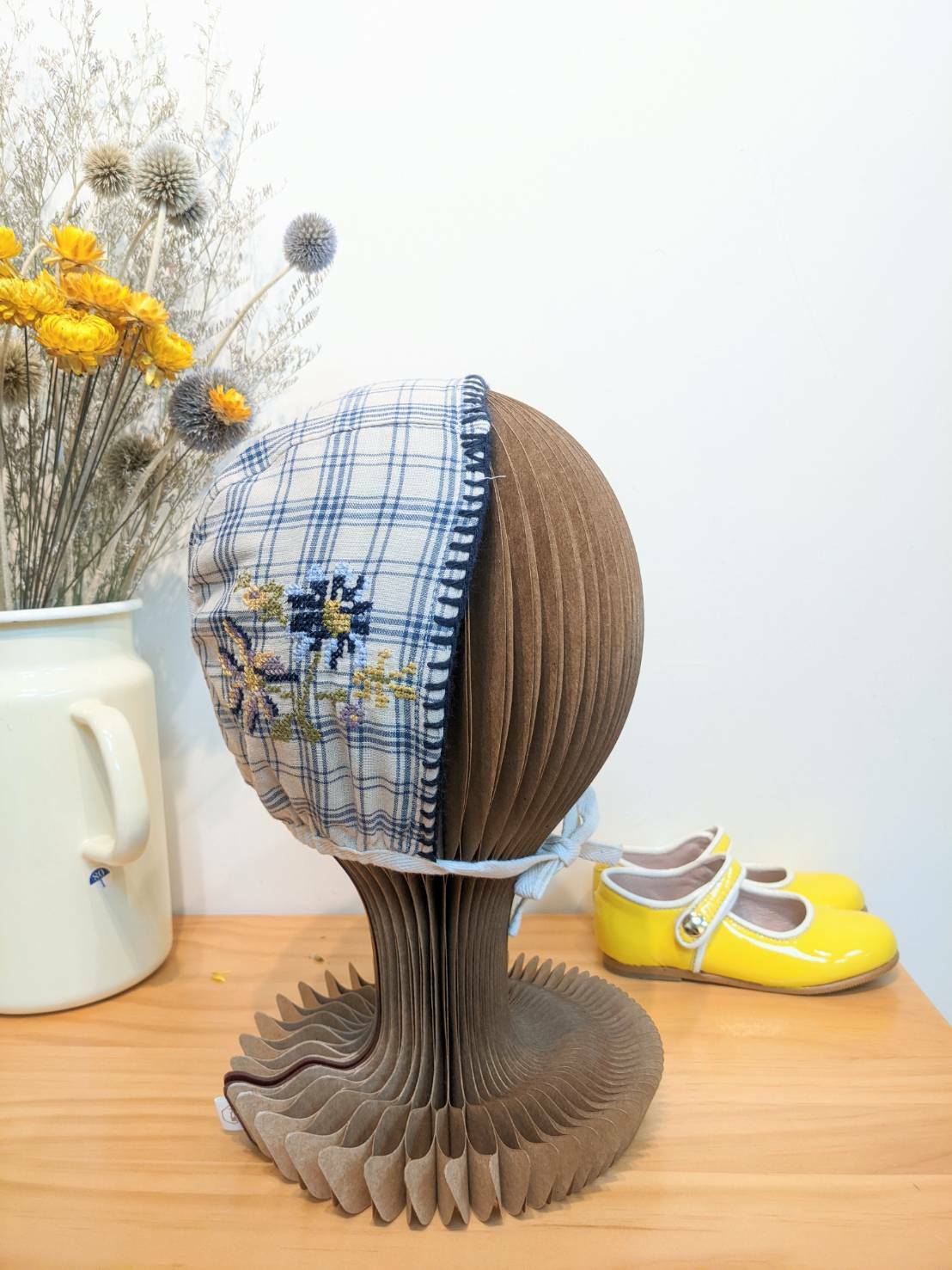 LIILU 格紋刺繡綁帶帽 Bobo Bonnet - Tattersall Check