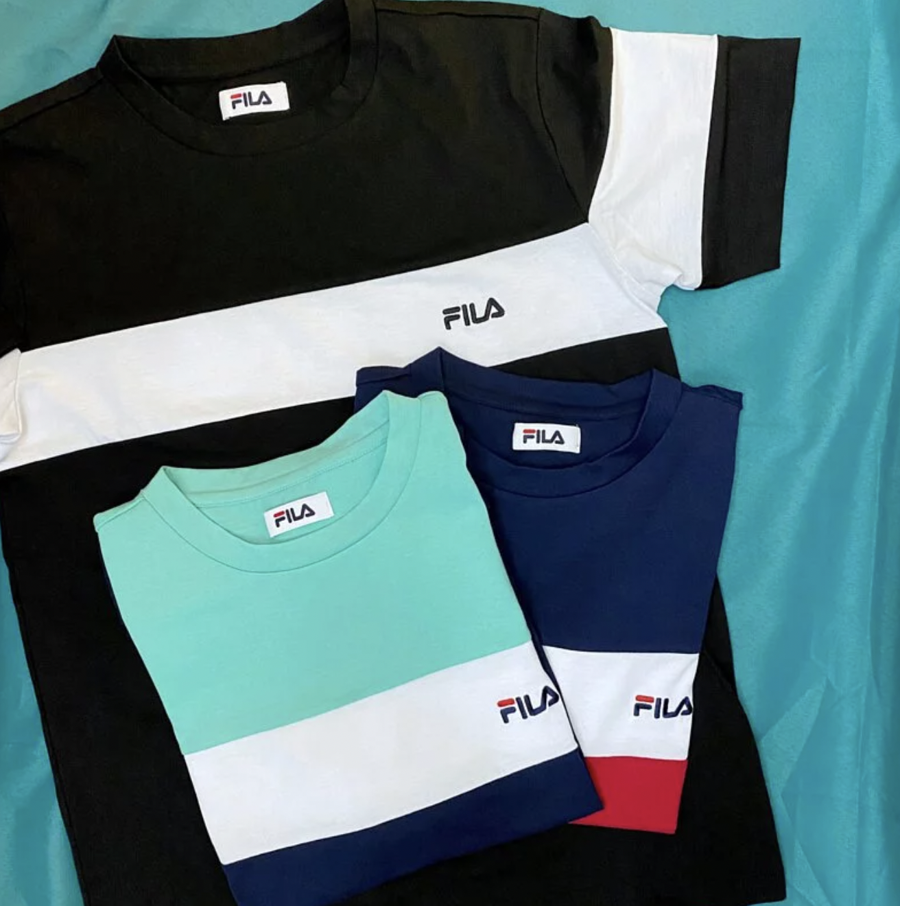 日版 FILA 小刺繡LOGO防UV拼色T-SHIRT