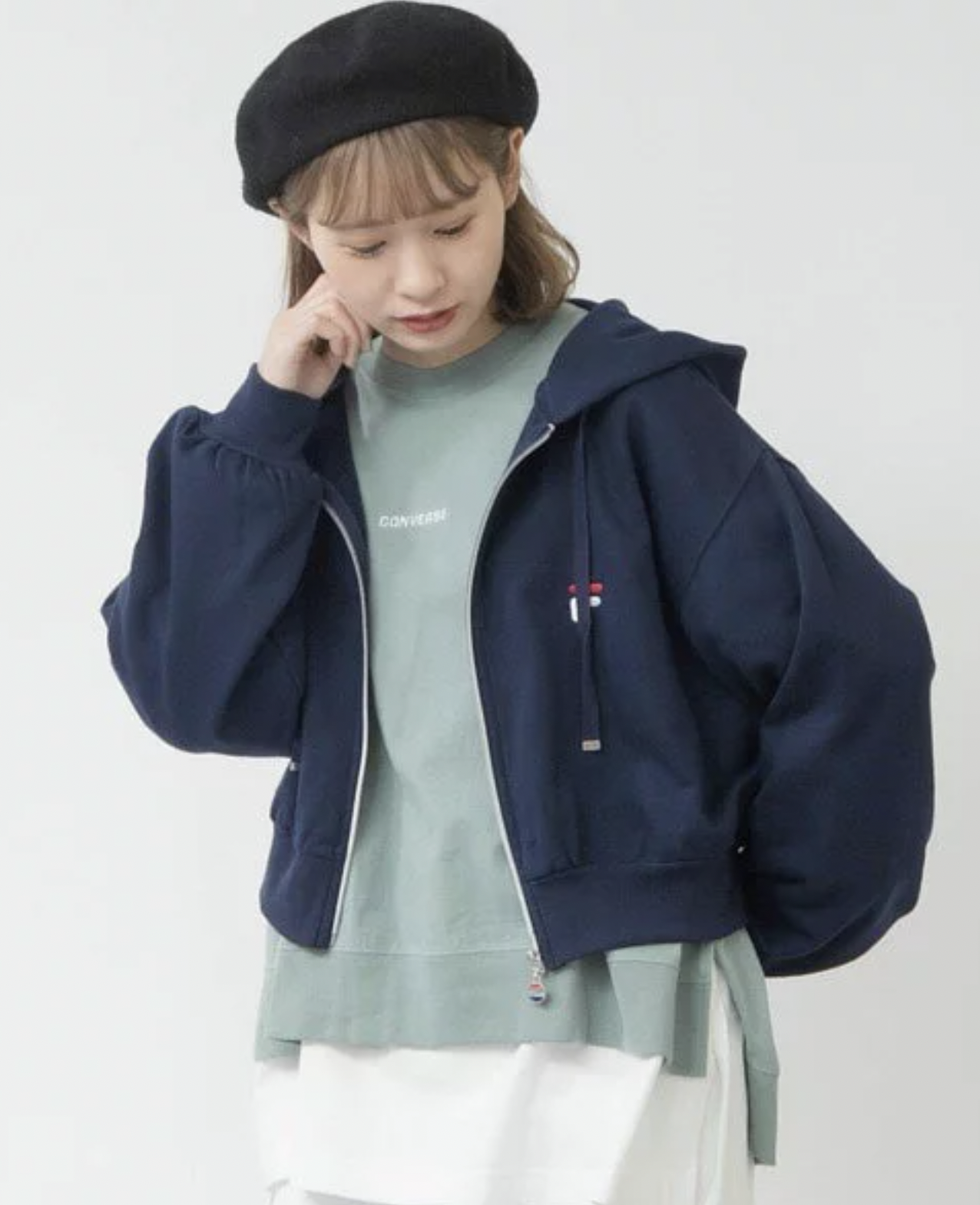 日版 FILA x ADOLESCENCE 別注版短版連帽外套 - NAVY