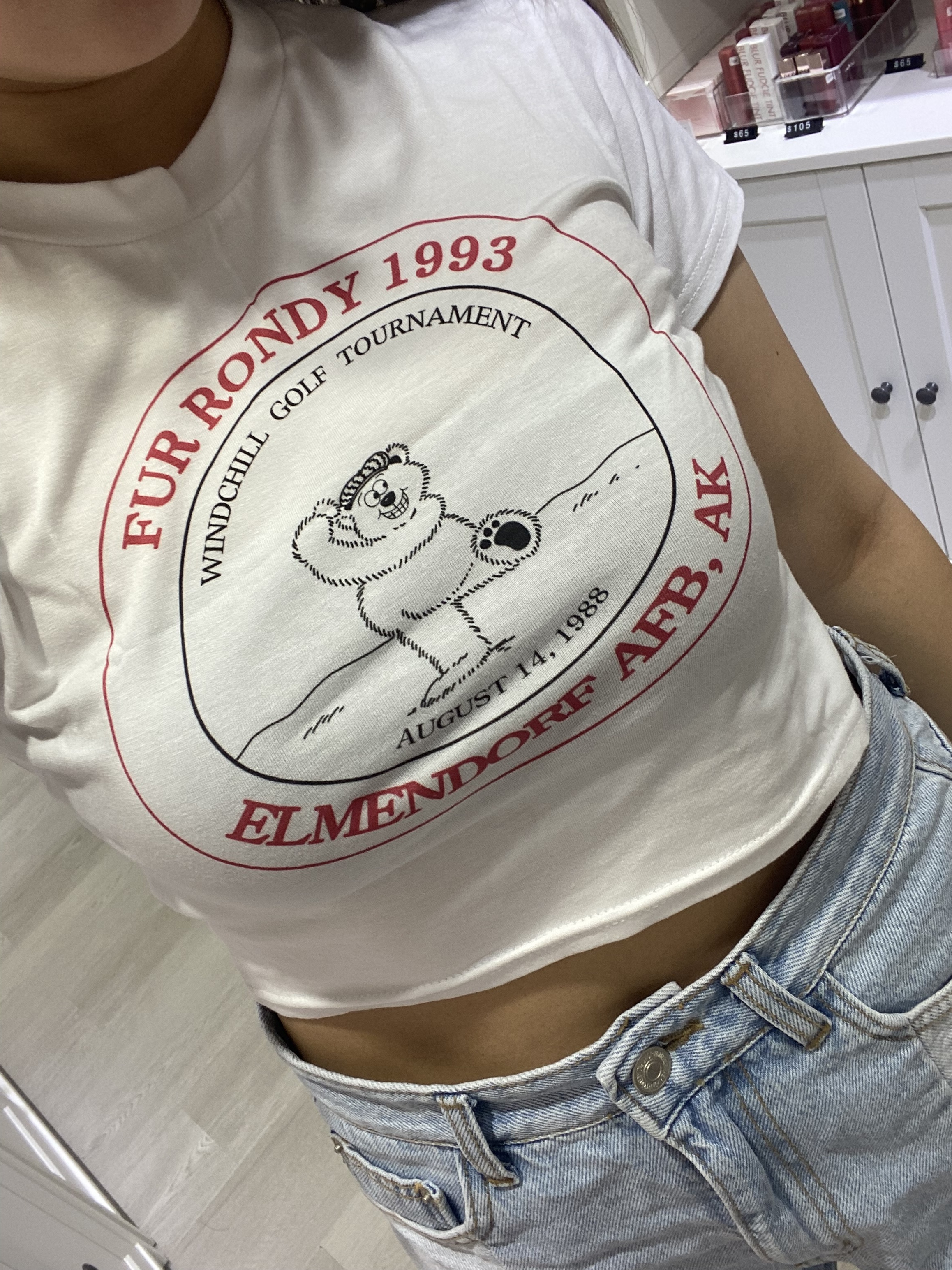 07《預訂品》bear crop tee （白色現貨）