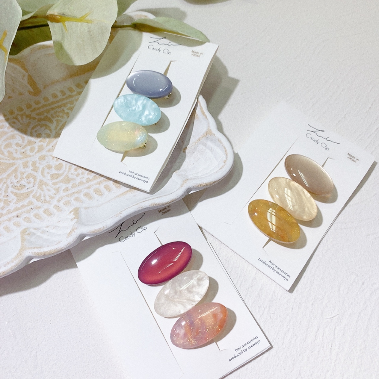 拼色橢圓形髮夾set