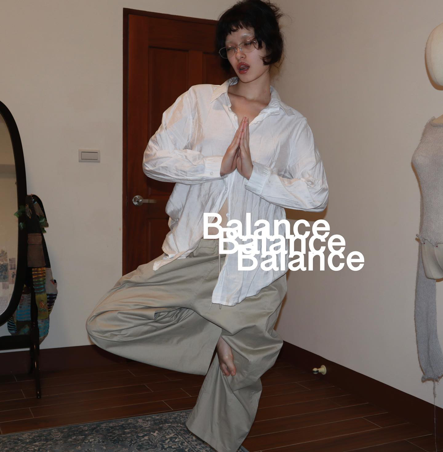 高腰鬆緊寬管褲