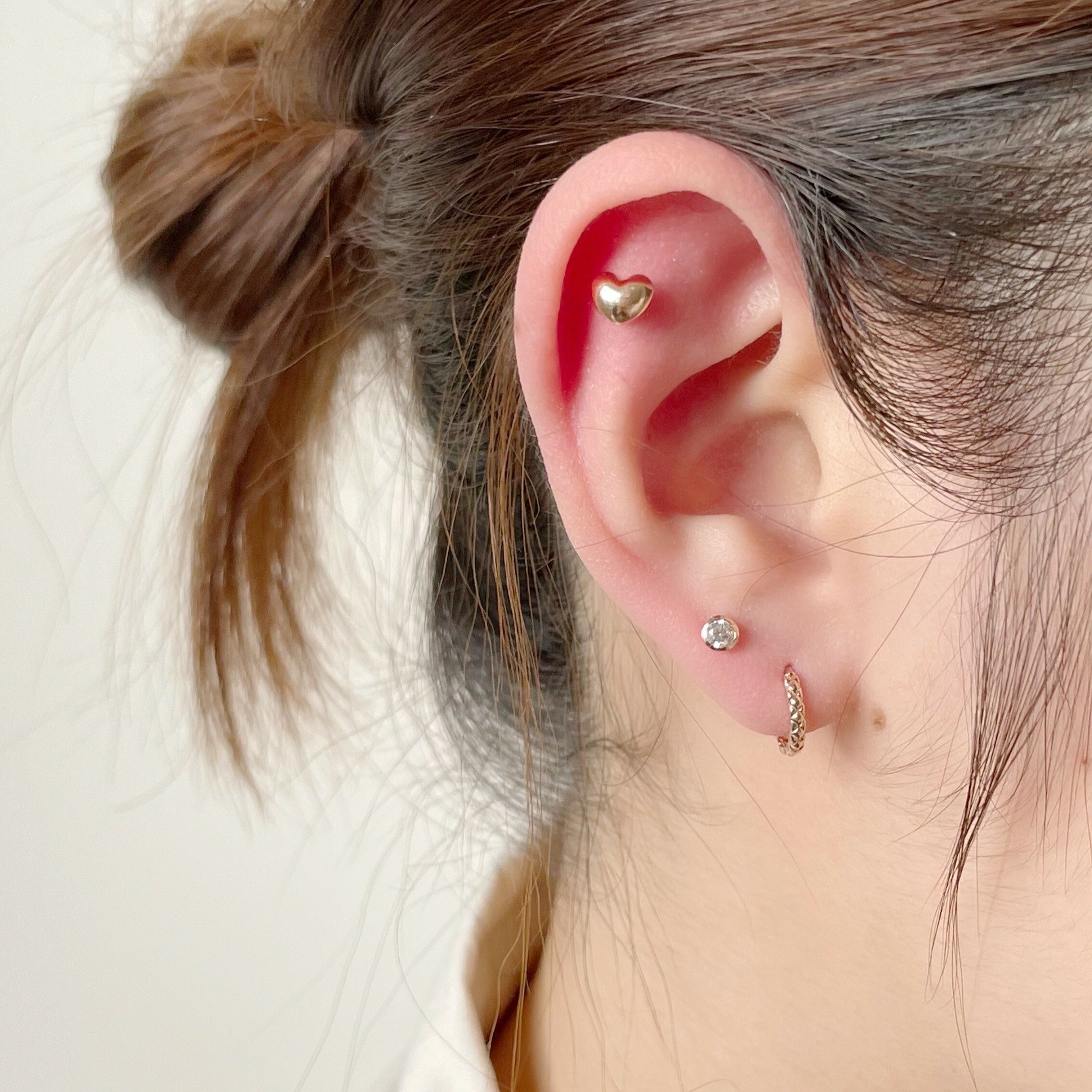 14K簡約Coco扣式耳圈