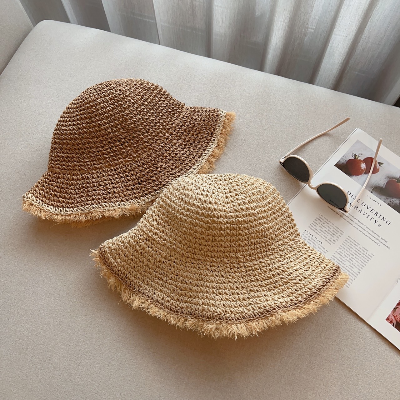 短鬚鬚撞邊草帽/兩色