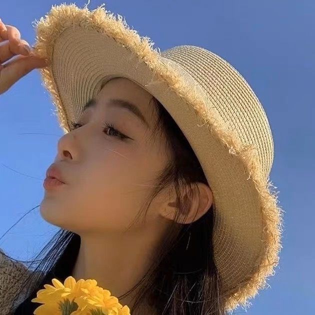 蝴蝶結緞帶挺版鬚邊草帽/兩色