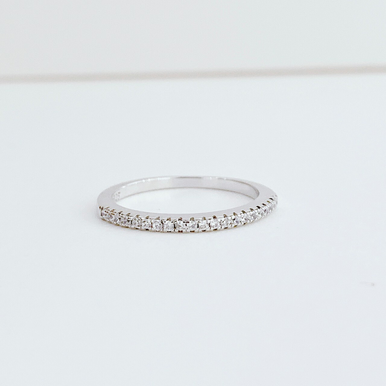 半圈爪鑽 純銀戒指