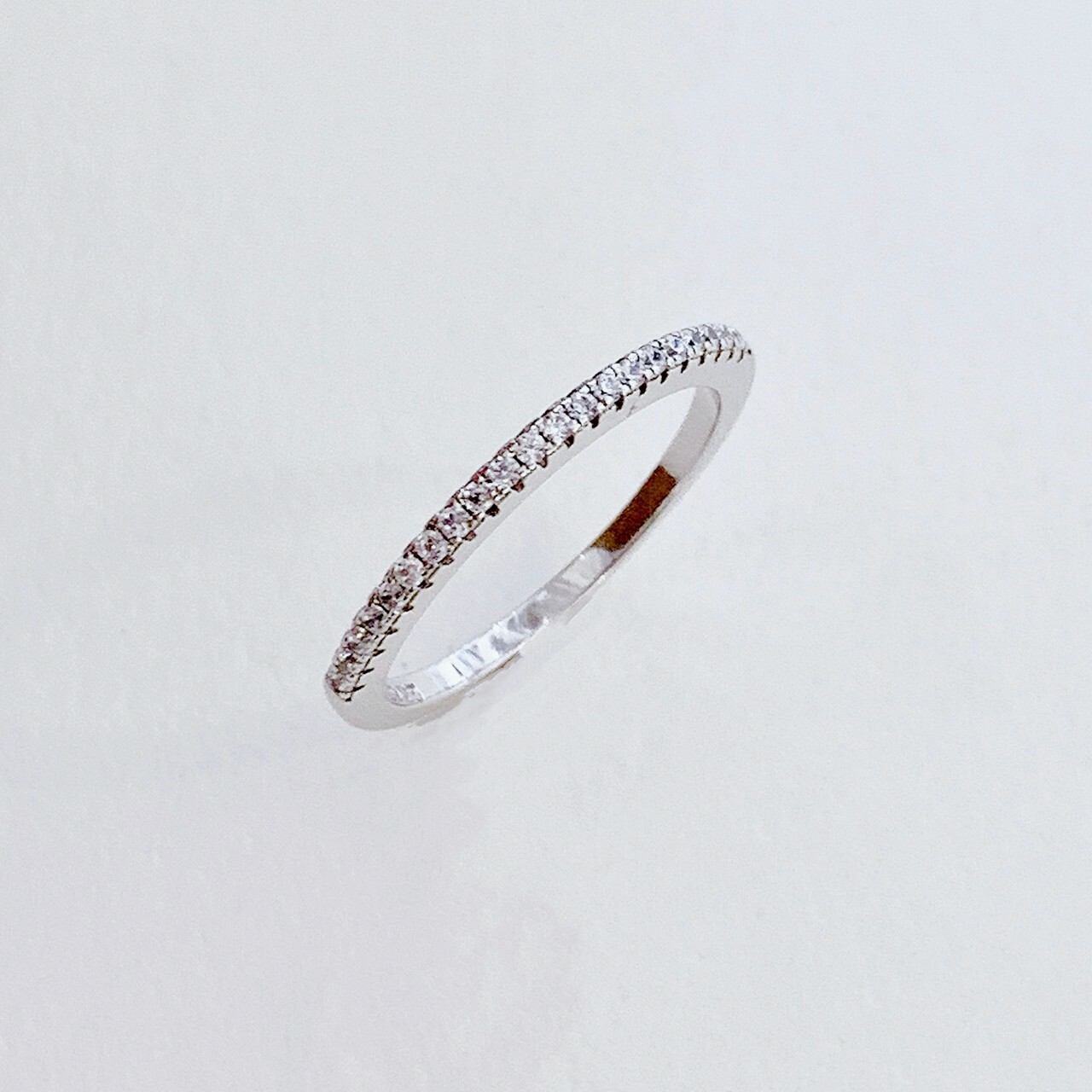 半圈爪鑽 純銀戒指