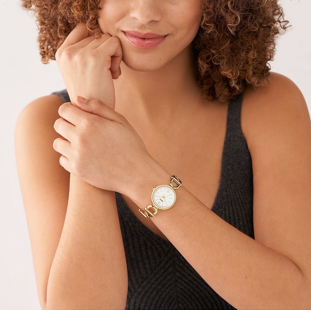 萬年鐘錶 - Fossil    Carlie 復古風尚手鍊式不鏽鋼女錶 ES5272 錶徑30MM