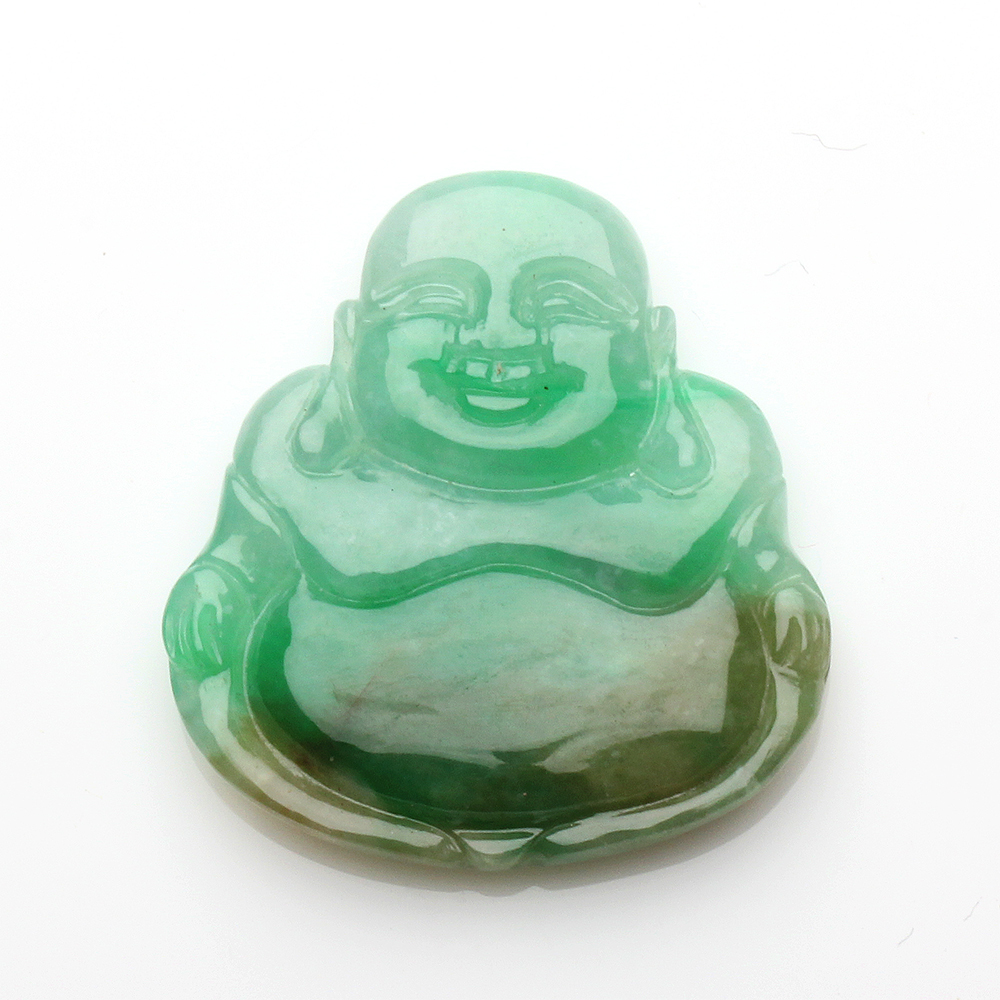 【雅紅珠寶】天然三彩翡翠玉項鍊-彌勒佛-N0365