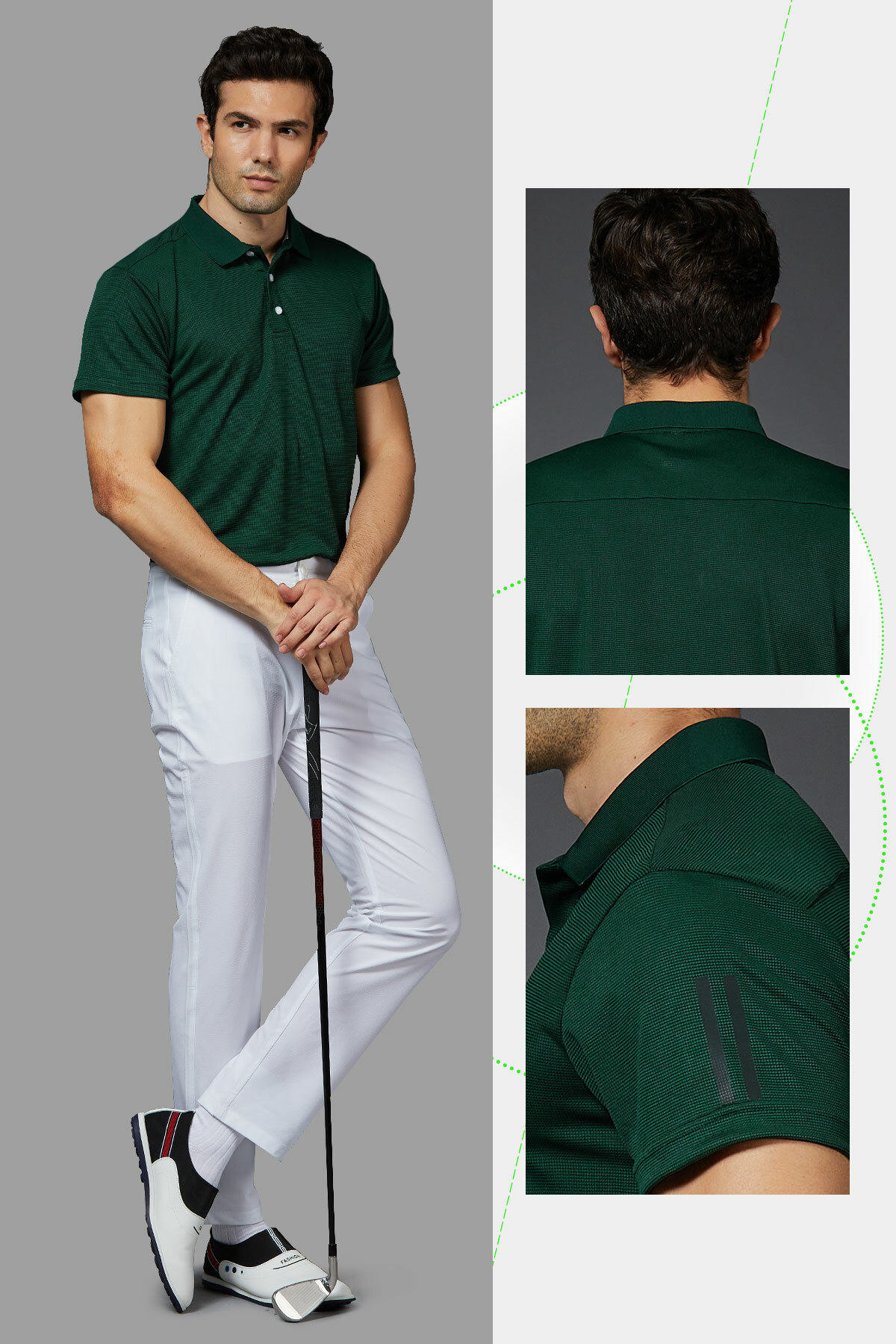華夫格POLO衫細節角度modle展示