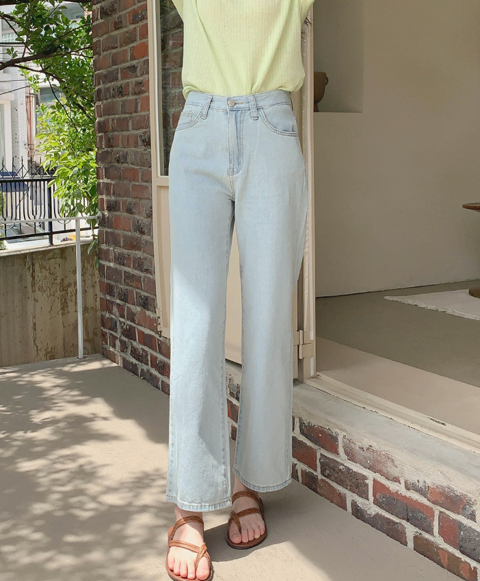 (韓網熱銷2萬件) 韓國Cherrykoko授權 輕薄時髦百搭單寧直筒牛仔褲