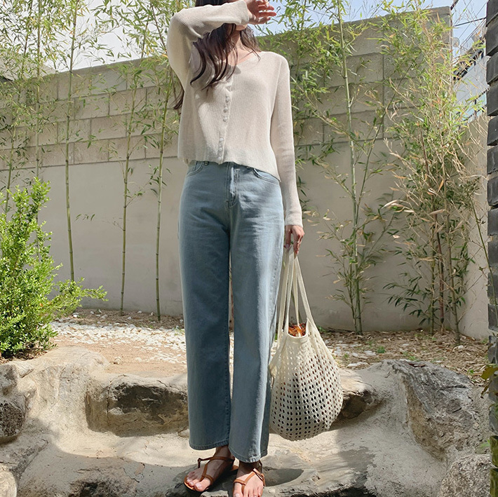 (韓網熱銷2萬件) 韓國Cherrykoko授權 輕薄時髦百搭單寧直筒牛仔褲