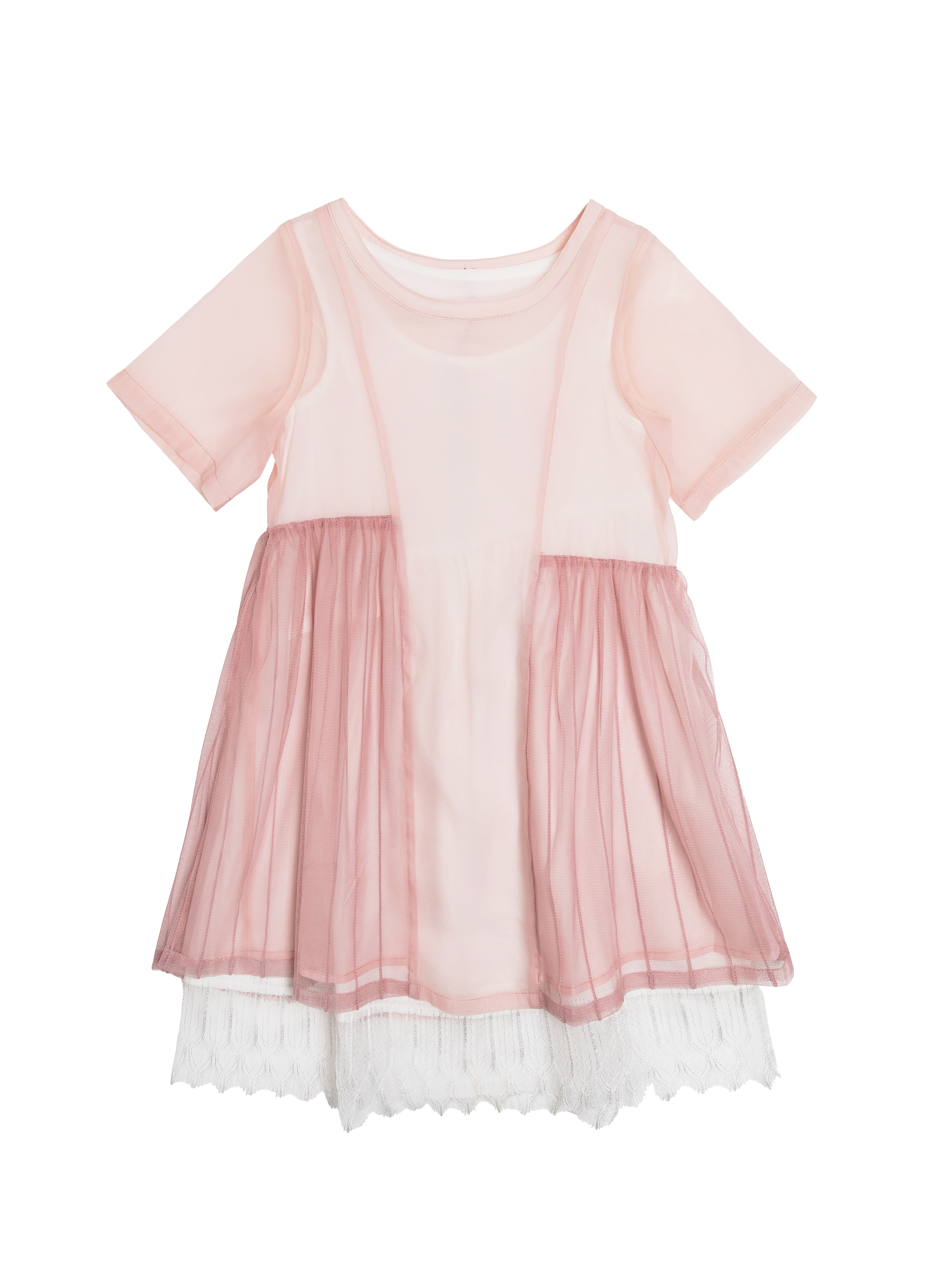 Frills Details Sheer Panels Layered Dress (Kids)- D142A