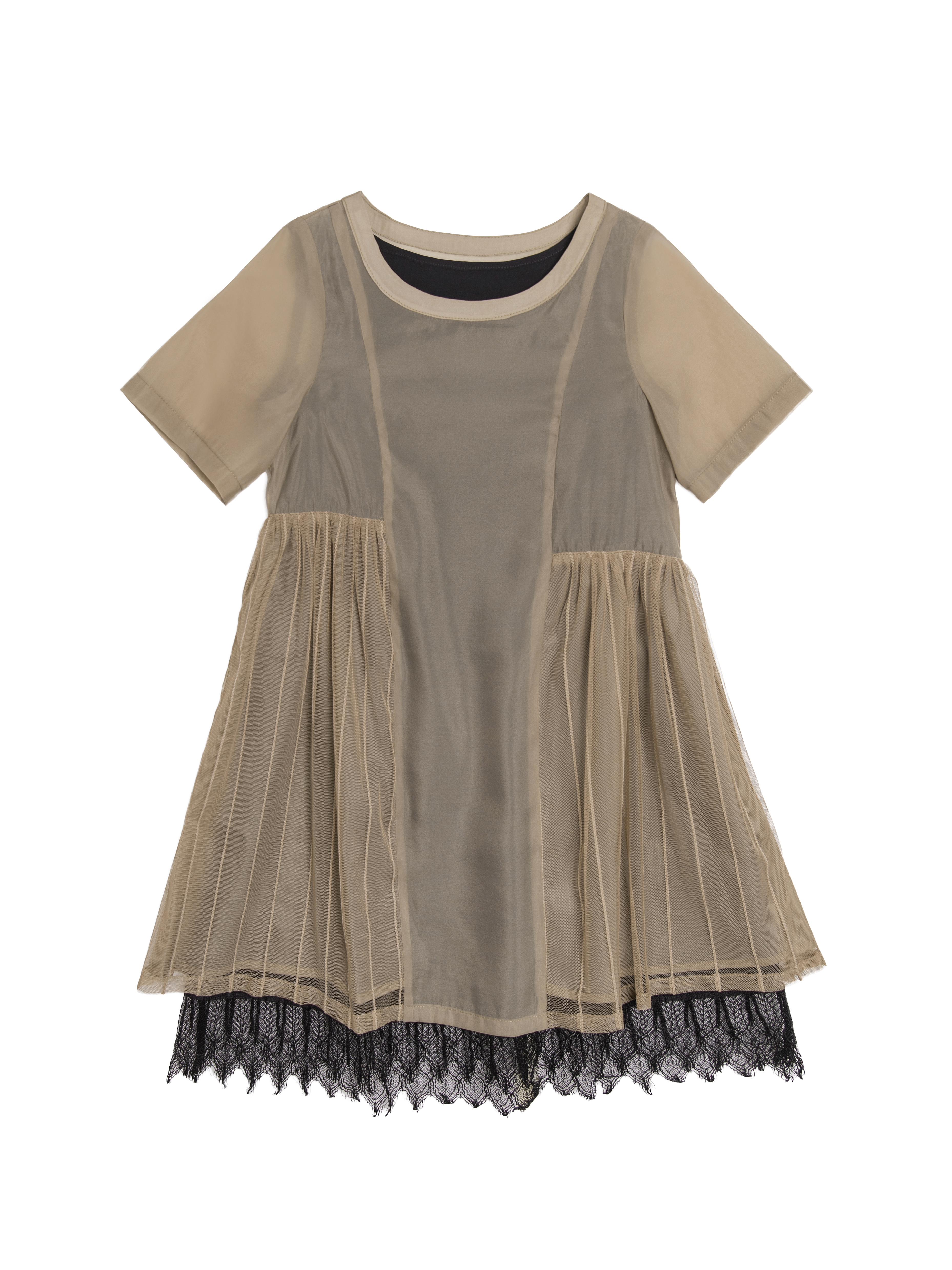 Frills Details Sheer Panels Layered Dress (Kids)- D142A