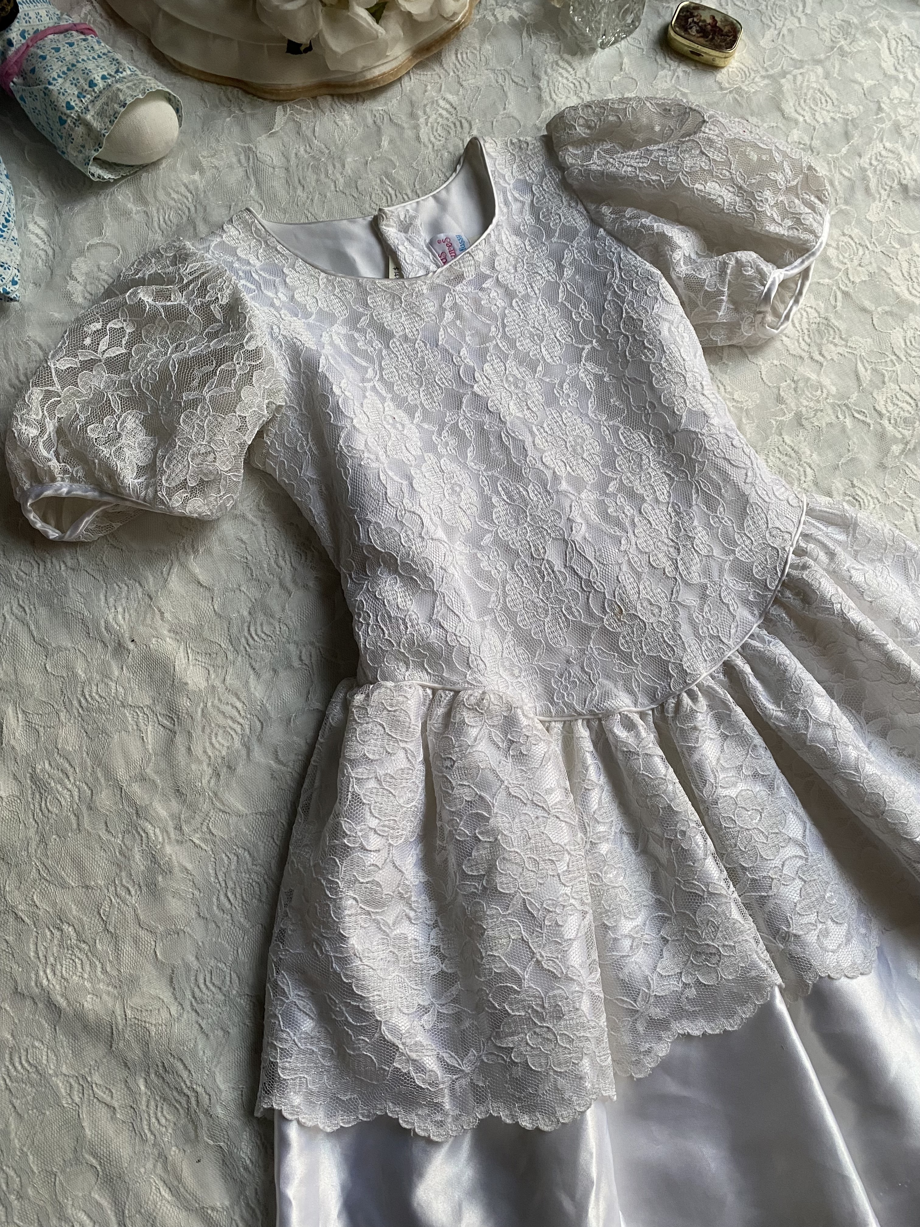 Vintage Dress / Martha's Miniatures古著拼接蕾絲緞面禮服